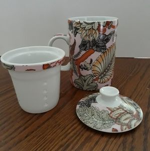 World Market 3 Piece Ceramic Tea Cup w/ Infuser